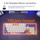 Motospeed K1 Pro 2.4G Wireless Mechanical Keyboard 100 Keys Hot Swap RGB Backlight Wired Dual-Mode GATERON Shaft Gaming Keypad