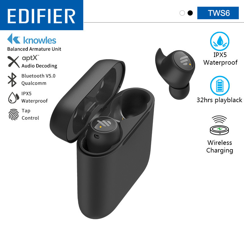 gvgmalls.com, EDIFIER TWS6 TWS Wireless Earbuds BluetoothV5.0 32hrs Play Time Support Aptx Touch control IPX5 Waterproof Wireless Charging EDIFIER TWS6 TWS Wireless Earbuds BluetoothV5.0 32hrs Play Time Support Aptx Touch control IPX5 Waterproof Wireless Charging